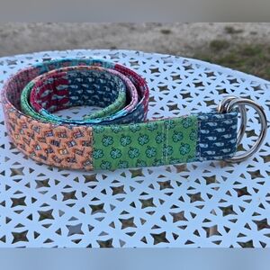 Vineyard Vines Patchwork Fabric Belt Multicolor Shamrock Turtles Whale Prints M
